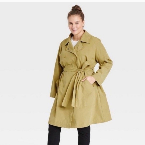 NWOT Ava Viv tan water resistant trench coat Xtra LG frt pockets Sz 2X w belt - Picture 1 of 17